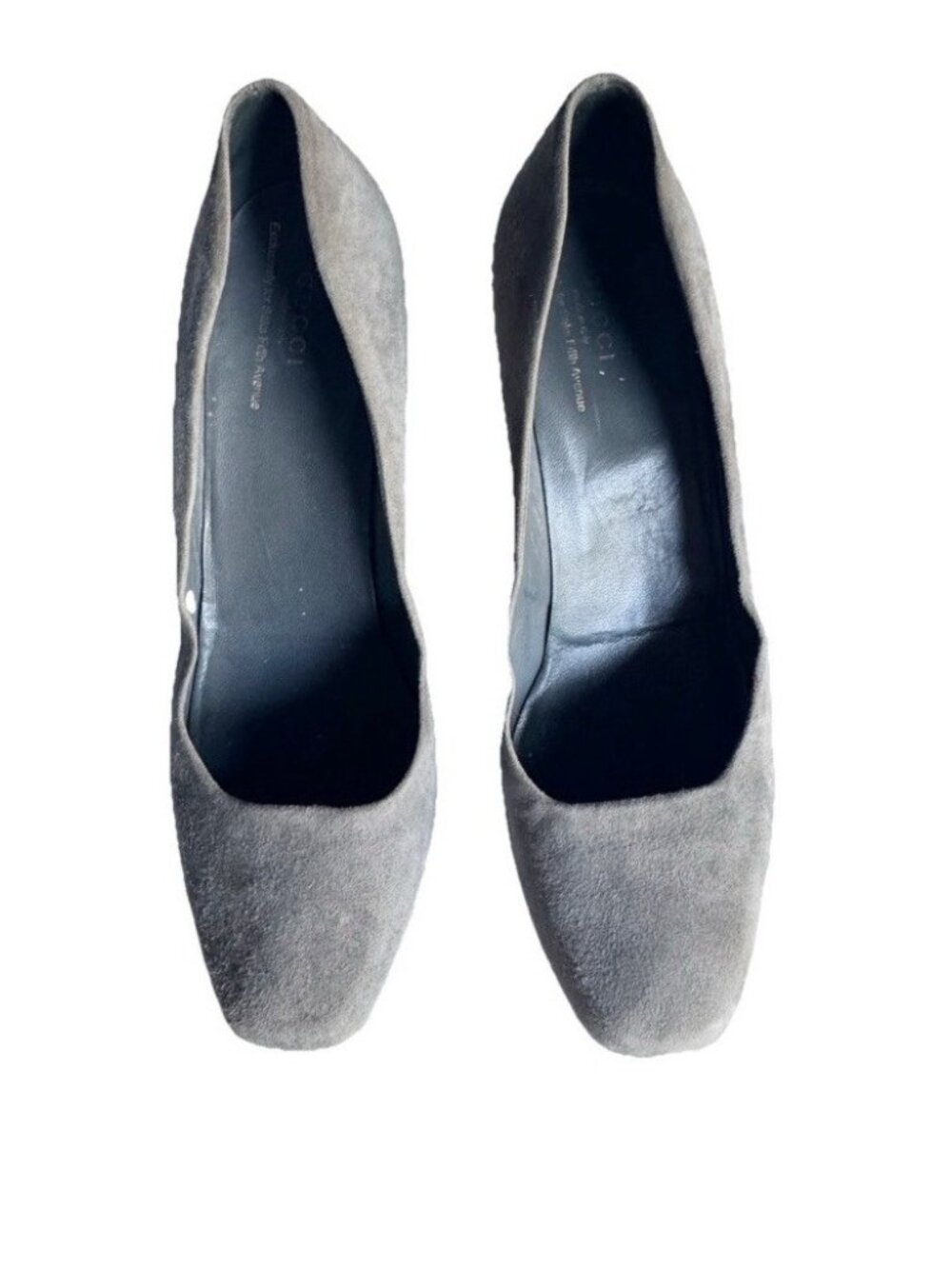 Gucci For Saks 5th Women's Sz 39.5 Gray Suede Square Toe Platform Stiletto Heels - Picture 2 of 13
